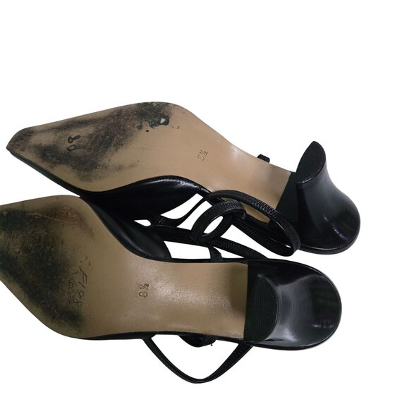 Peter Kaiser Black Leather Slingback Maryjane Pointed Toe Kitten Heel Size 8.5 - Picture 5 of 7